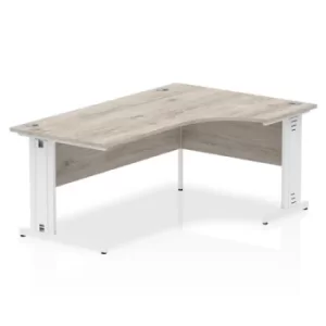 Impulse 1600 Right Hand White Crescent Cable Managed Leg Desk Grey Oak