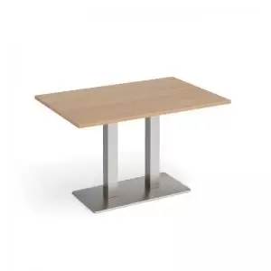 Eros rectangular dining table with flat brushed steel rectangular base