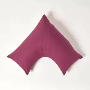 Plum Egyptian Cotton v Shaped Pillowcase 200 Thread Count - Plum - Plum - Homescapes