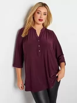 Yours Half Placket Blouse - Purple, Purple, Size 14, Women