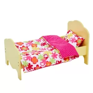 Olivia's Little World 18" Doll Single Bed Yellow & Bedding Set-summer Flower