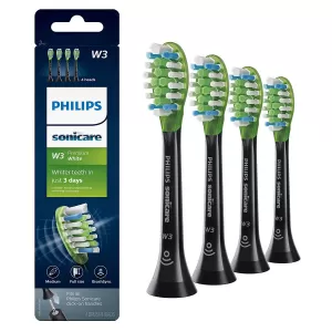 Philips W3 Premium White Standard HX9064/33 Black Sonic Toothbrush Heads 4pcs