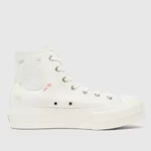 Converse White & Pl Blue Things To Grow Lift Hi Trainers