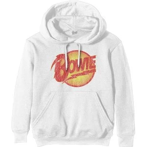 David Bowie - Vintage Diamond Dogs Logo Unisex Large Hoodie - White