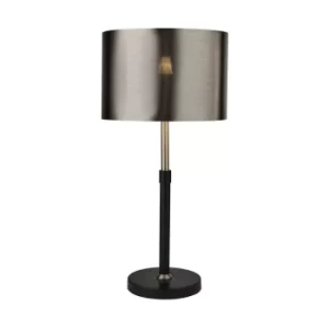 Table Lamp Black, Chrome with Brushed Black Chrome Shade