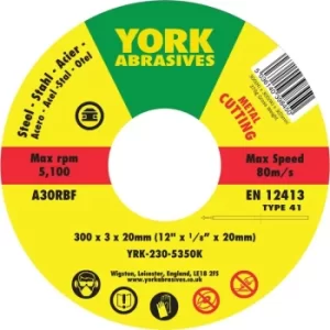 York 300X3X20MM A30-R-BF Type 41 Reinforced Cutting Disc