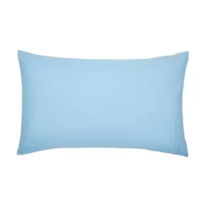 Joules Cotton Percale Plain Dye Pair of Standard Pillowcases, Coastal Blue