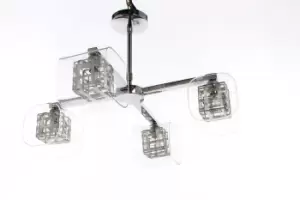 Avignon Glass/weaved Wire Cube 4 Arm Pendant Ceiling Light