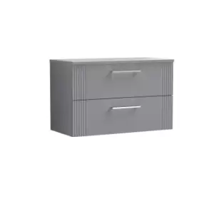 Nuie Deco 800mm Wall Hung 2 Drawer Vanity & Worktop - Satin Grey