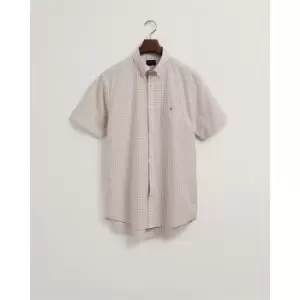 Gant Short Sleeve Gingham Shirt - Beige