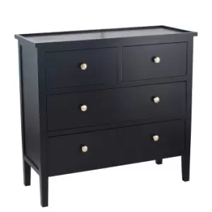 Vermont 4-Drawer Satin Black Pine Antique Style Drawer Unit Black