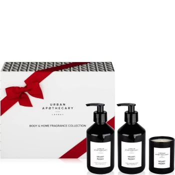 Urban Apothecary Velvet Peony Body + Home Collection - 300ml Wash, Lotion and 70g Candle