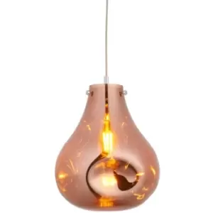 Merano Perugia Single Pendant Ceiling Lamp, Copper Metallic Glass, Chrome Plate