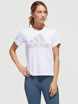 adidas Badge Of Sport Logo Tee, White, Size XL, Women