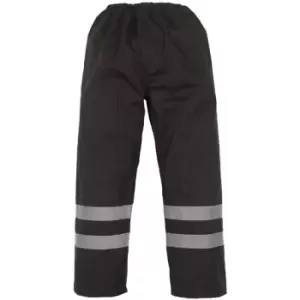 Mens Hi-Vis Waterproof Contractor Over Trousers (l) (Black) - Black - Yoko