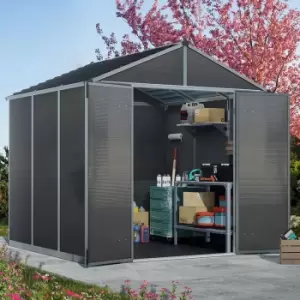 8' x 8' Palram Canopia Rubicon Double Door Premium Plastic Shed - Dark Grey (2.37m x 2.29m)