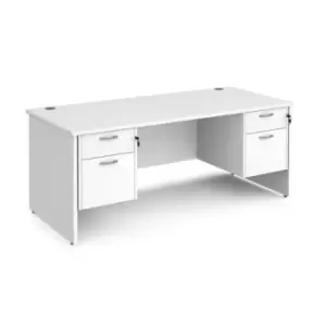 Office Desk Rectangular Desk 1800mm With Double Pedestal White Top And Panel End Leg 800mm Depth Maestro 25 MP18P22WH