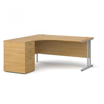 Maestro 25 left hand ergonomic desk 1600mm with silver cantilever