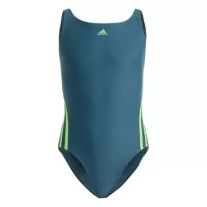 adidas Three Stripe Swimsuit Junior Girls - Green