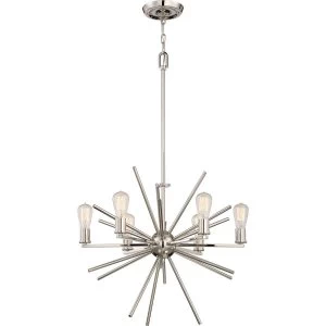 6 Light Chandelier Silver Finish, E27