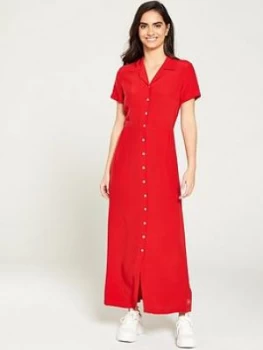 Calvin Klein Jeans Smooth Button Down Dress - Red, Size L, Women