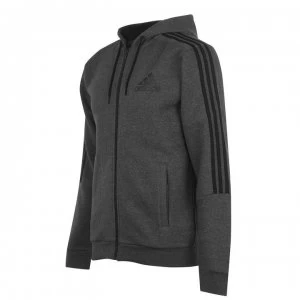 adidas Mens Full Zip Track Top Hoodie - DrkGrey/Black