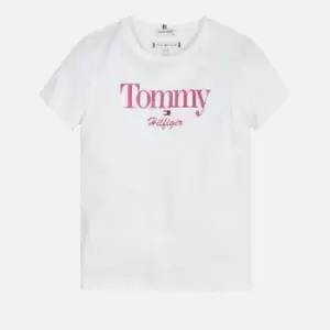 Tommy Hilfiger Girls Tommy Graphic Glitter T-Shirt - Ancient White - 14 Years