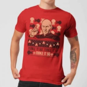 Star Trek: The Next Generation Make It So Mens Christmas T-Shirt - Red - XXL