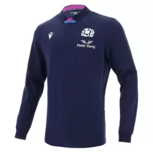 Macron Scotland Home Long Sleeve Classic Rugby Shirt 2021 2022 Junior - Blue