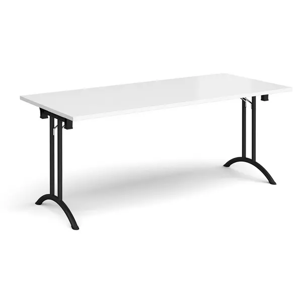 Rectangular Folding Meeting Table with Black Curved Legs - 1800mm - White