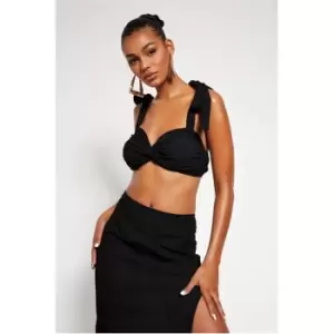 I Saw It First Black Bardot Twist Front Crop Top - Black