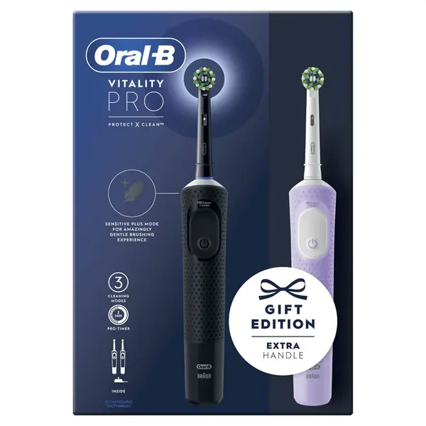 Oral B Vitality Pro Black & Lilac Duo Electric Toothbrush 2Pcs