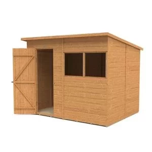 Forest Garden Delamere Range 8X6 Pent Dip Treated Shiplap Golden Brown Shed With Floor