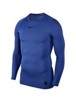 Nike Pro Long Sleeve Training Top, Royal, Size 2XL, Men