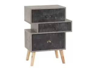 Seconique Nordic Concrete Effect 3 Drawer Bedside Table