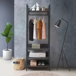 Zahra Open Wardrobe With Four Shelves - Black