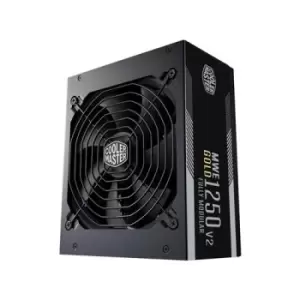 COOLER MASTER MWE Gold 1250 V2 1250W PSU 140mm Silent Fan with Smart Temperature Controlling Feature 80 PLUS Gold Fully Modular UK Plug Flat Black Cab