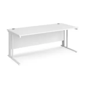 Office Desk 1800mm Rectangular Desk With Cable Managed Leg White Tops With White Frames Maestro 25