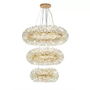 Luminosa 3 Tier Pendant 58 Light G9 French Gold, Crystal, Item Weight: 30.2kg