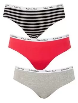 Calvin Klein Plus Size 3 Pack Brief - Pink/Grey/Stripe, Multi, Size XL, Women