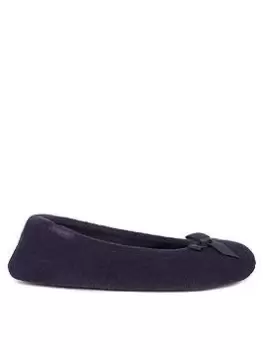 TOTES Isotoner Terry Ballerina Slipper - Navy, Size 3-4, Women