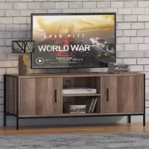 Fwstyle - Urban Industrial Reclaimed Wood Effect TV Stand - Black - Reclaimed Wood Effect