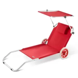 Sun Lounger Kreta Red Aluminium with Castors