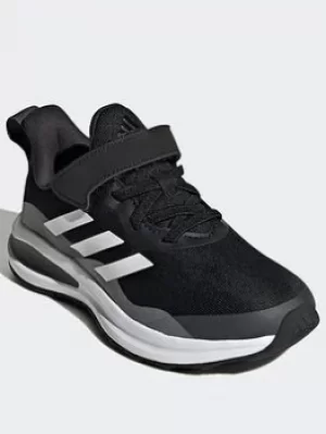 adidas Fortarun Elastic Lace Top Strap Running Shoes, Black/White/Grey, Size 11.5