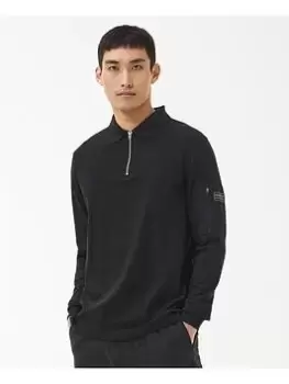 Barbour International Breaker Long Sleeve Zip Polo Shirt - Black Size M Men