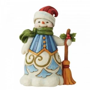 Snowman with Broom Figurine