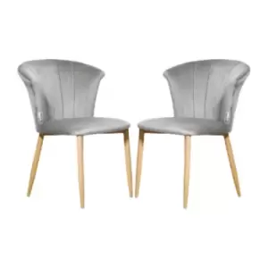 Elsa Velvet Upholstered Dining Chair Set of 2 - Grey - Grey