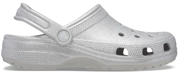 Crocs Unisex Classic Glitter Clogs Silver Glitter W5/M4