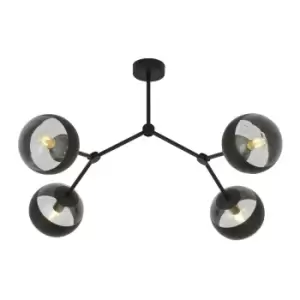 Space Black Globe Ceiling Light with Clear,Black Glass Shades, 4x E14