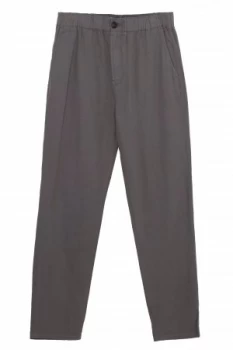 Mens French Connection Garment Dyed Relaxed Cotton Linen Trousers Mid Grey Marl